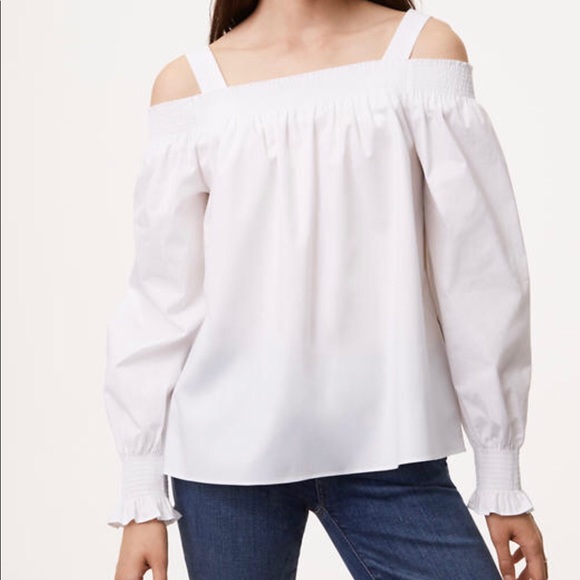 LOFT Tops - LOFT L/XL Smocked Strappy Off Shoulder